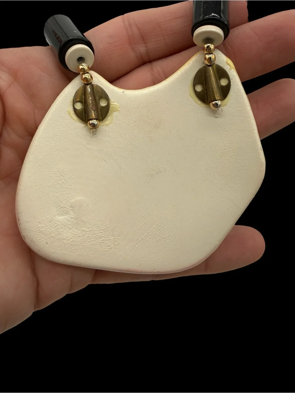 Vintage Japan Art Deco Revival 80s Chunky Statement Necklace Ceramic & Lucite - Picture 10 of 10